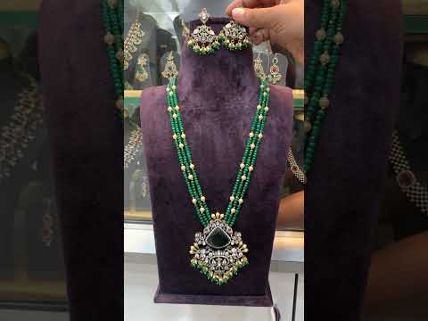 Beautiful beads haram with green moissanite stones and Victorian polish
